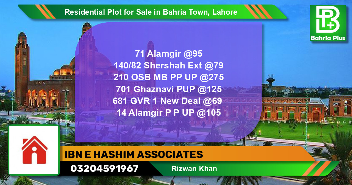Residential Plot for Sale in Bahria Town, Lahore - (BP-97377)