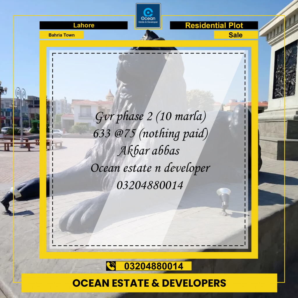 Residential Plot for Sale in Bahria Town, Lahore - (BP-97390)