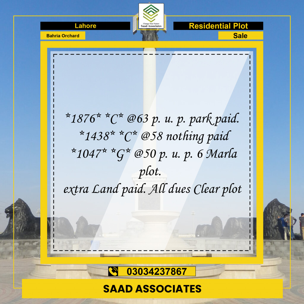 Residential Plot for Sale in Bahria Orchard, Lahore - (BP-97393)