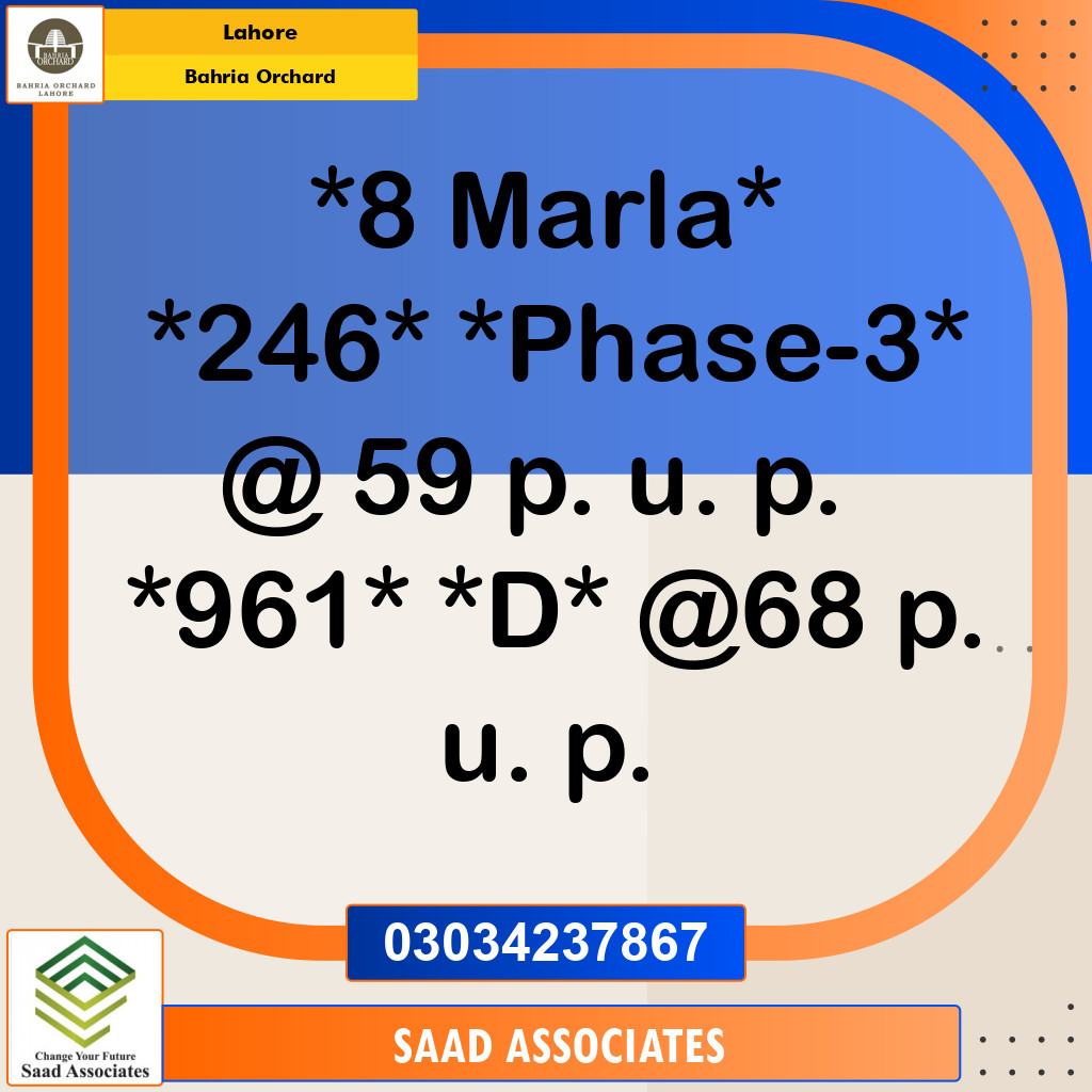 Residential Plot for Sale in Bahria Orchard, Lahore - (BP-97396)