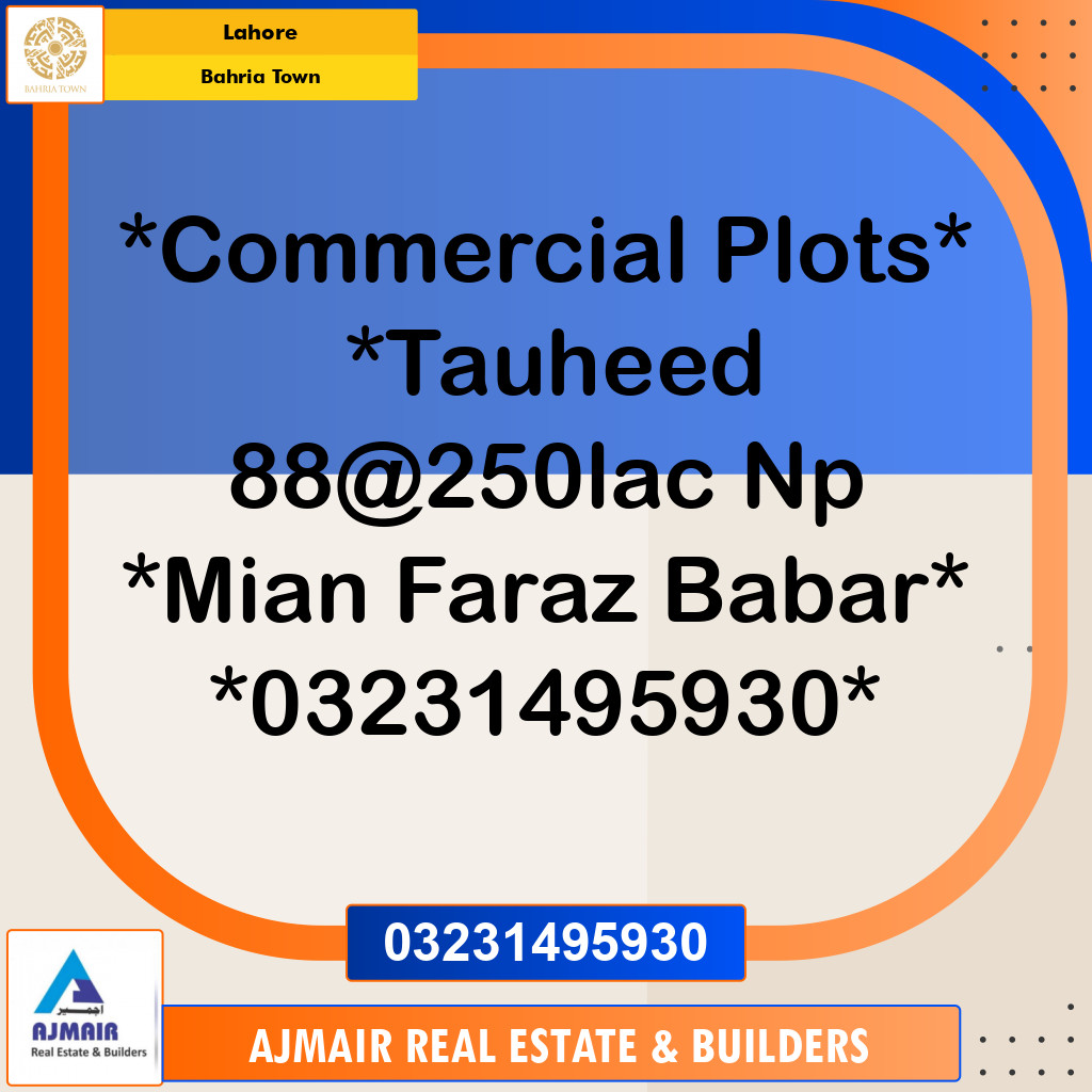 Commercial Plot for Sale in Bahria Town, Lahore - (BP-97412)