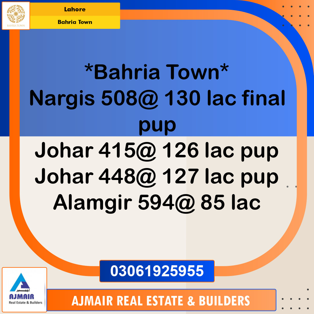 Residential Plot for Sale in Bahria Town, Lahore - (BP-97426)