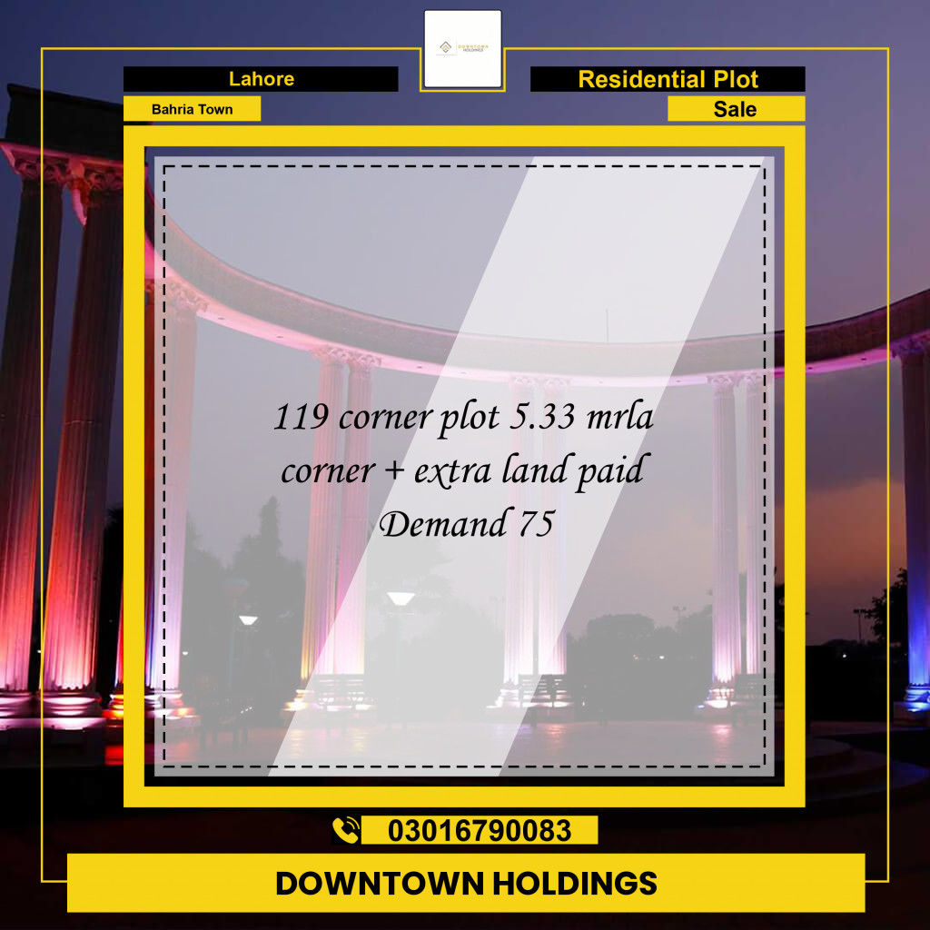 Residential Plot for Sale in Bahria Town, Lahore - (BP-97441)