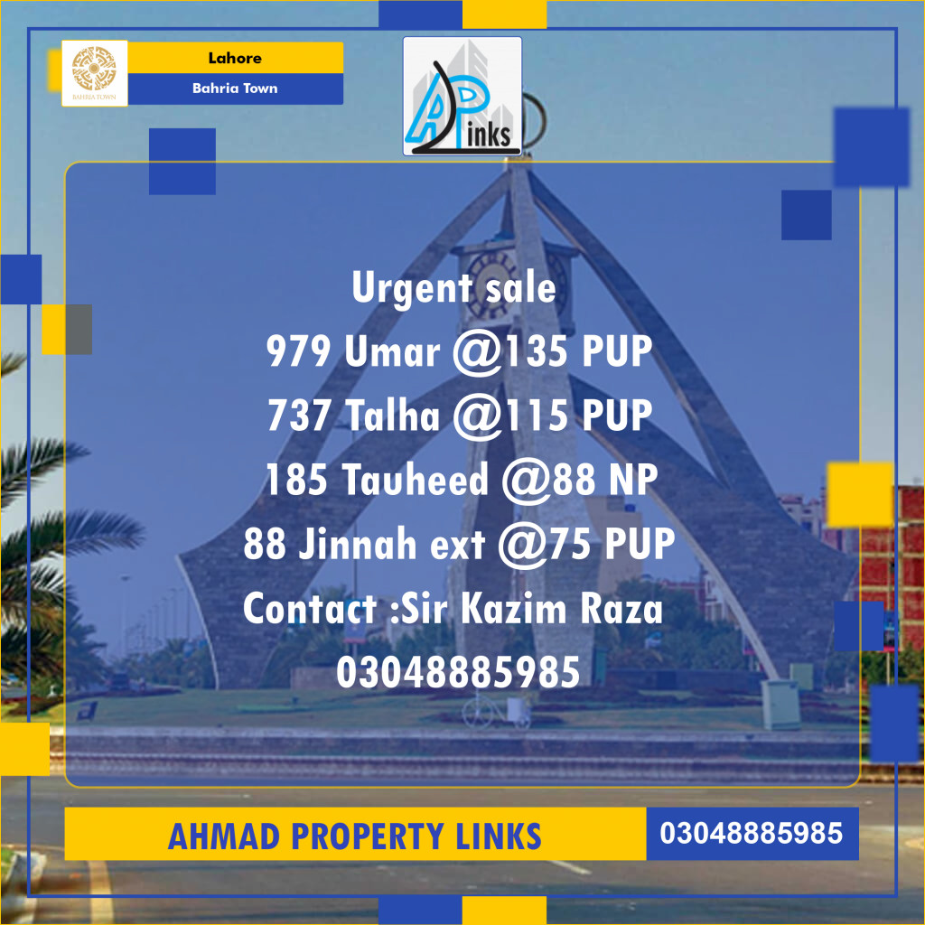 Residential Plot for Sale in Bahria Town, Lahore - (BP-97488)