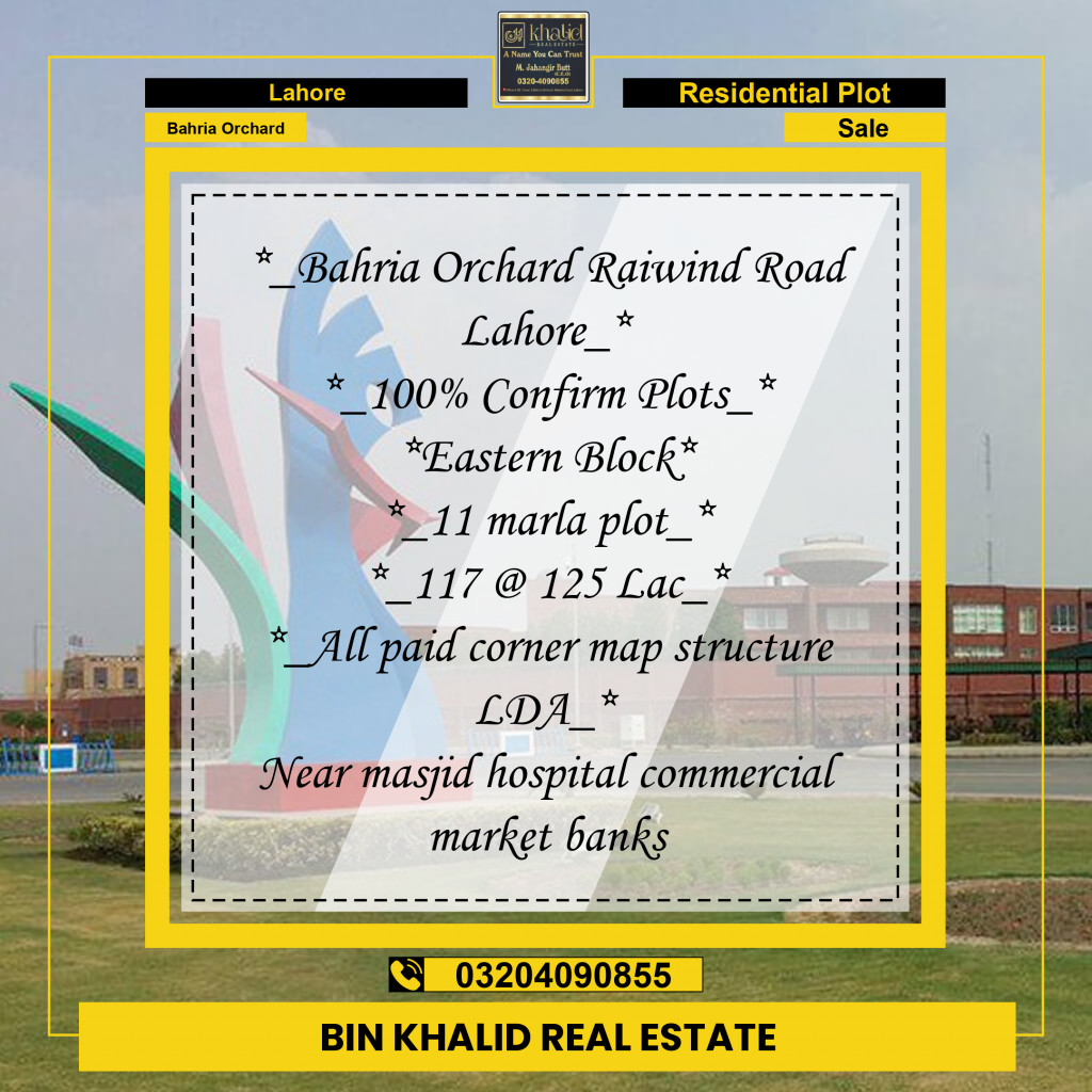Residential Plot for Sale in Bahria Orchard, Lahore - (BP-97489)