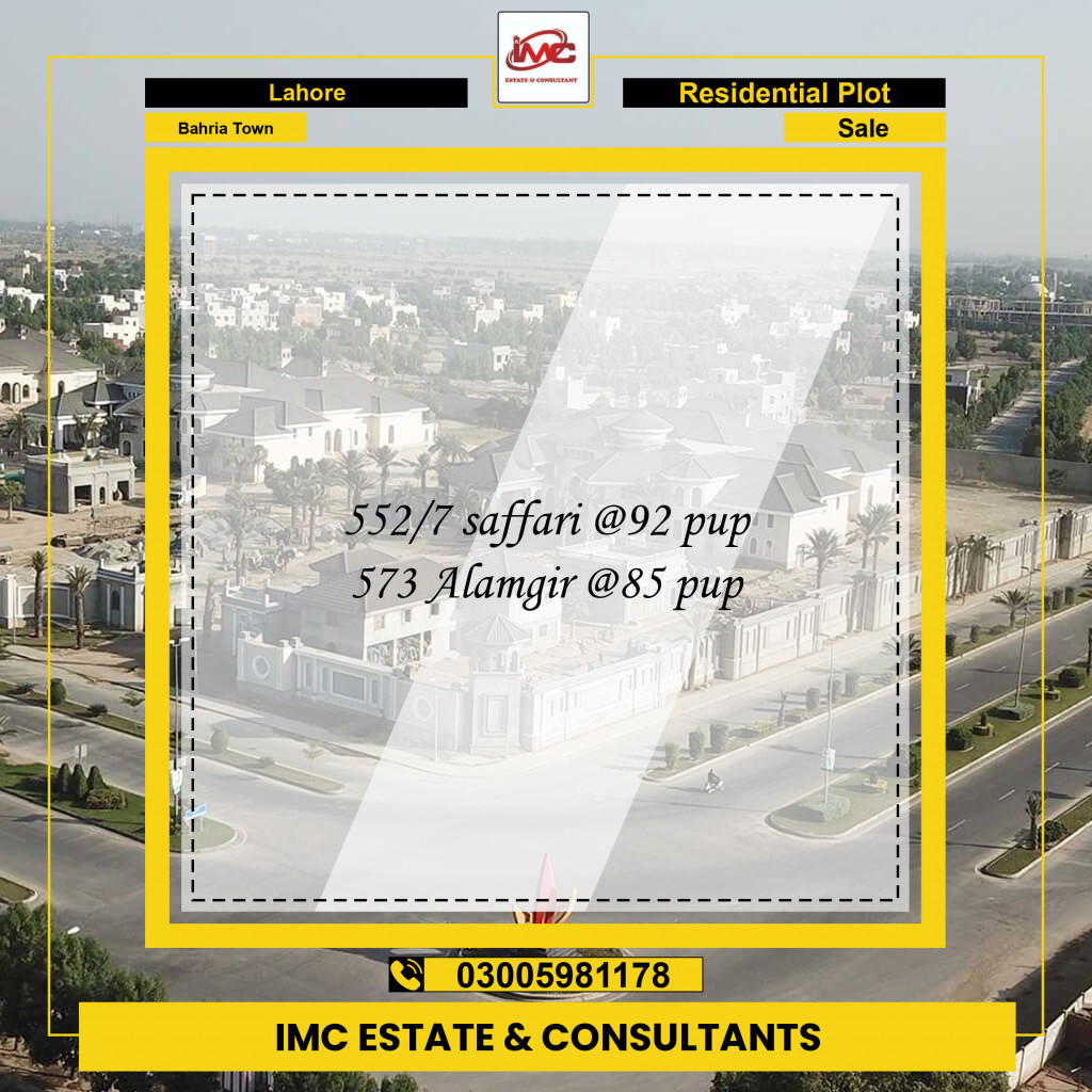 Residential Plot for Sale in Bahria Town, Lahore - (BP-97503)
