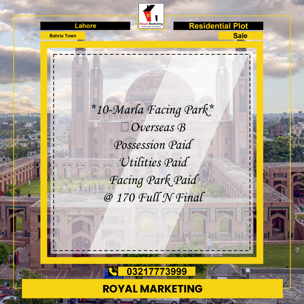 Residential Plot for Sale in Bahria Town, Lahore - (BP-97523)