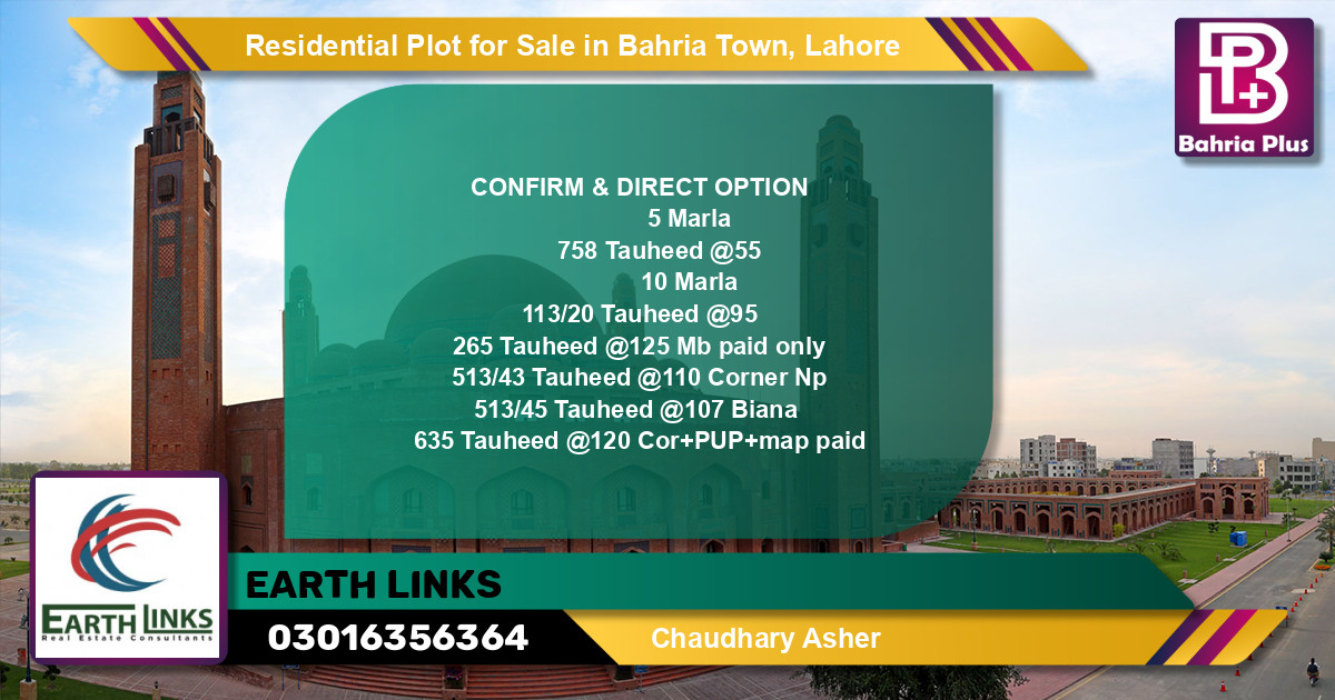 Residential Plot for Sale in Bahria Town, Lahore - (BP-97525)