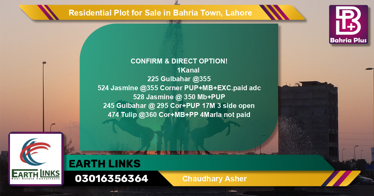 Residential Plot for Sale in Bahria Town, Lahore - (BP-97527)