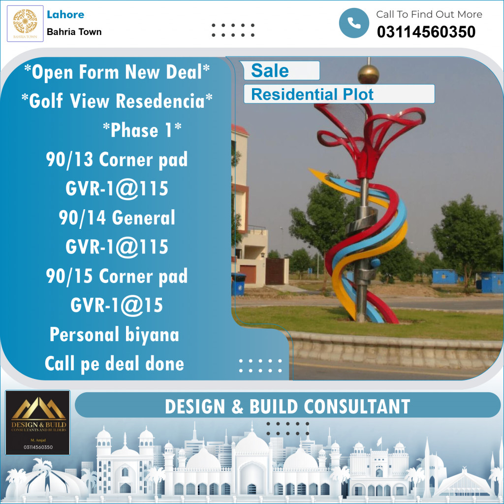 Residential Plot for Sale in Bahria Town, Lahore - (BP-97531)