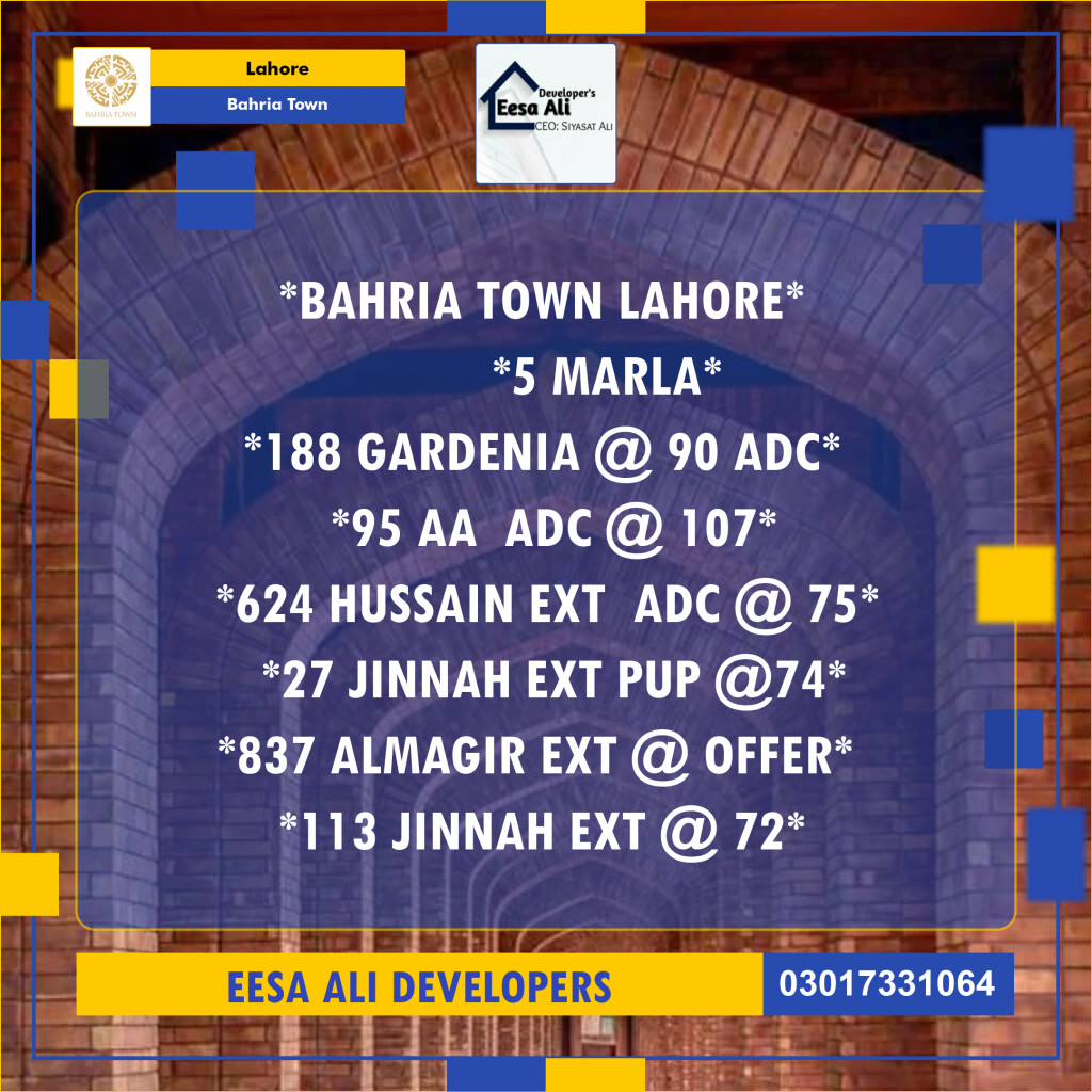 Residential Plot for Sale in Bahria Town, Lahore - (BP-97539)