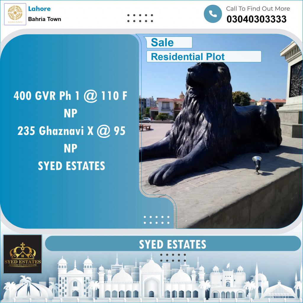 Residential Plot for Sale in Bahria Town, Lahore - (BP-97546)