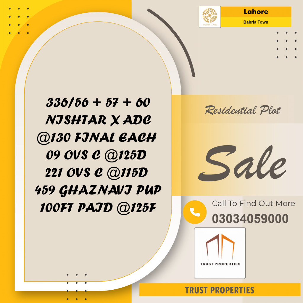 Residential Plot for Sale in Bahria Town, Lahore - (BP-97550)