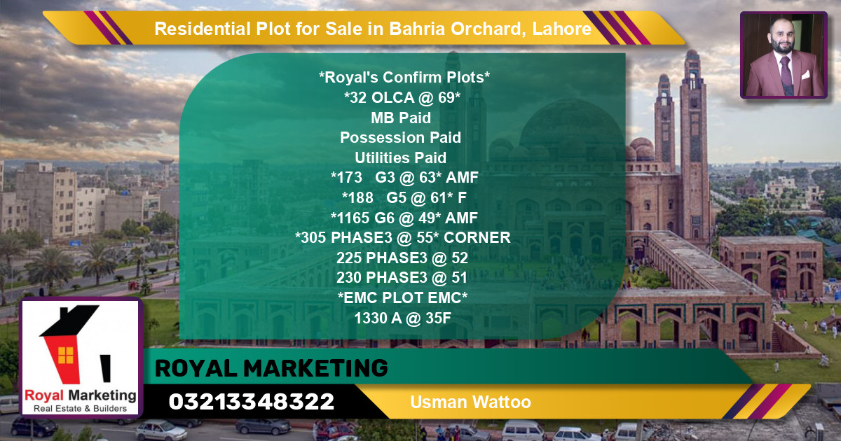 Residential Plot for Sale in Bahria Orchard, Lahore - (BP-97575)