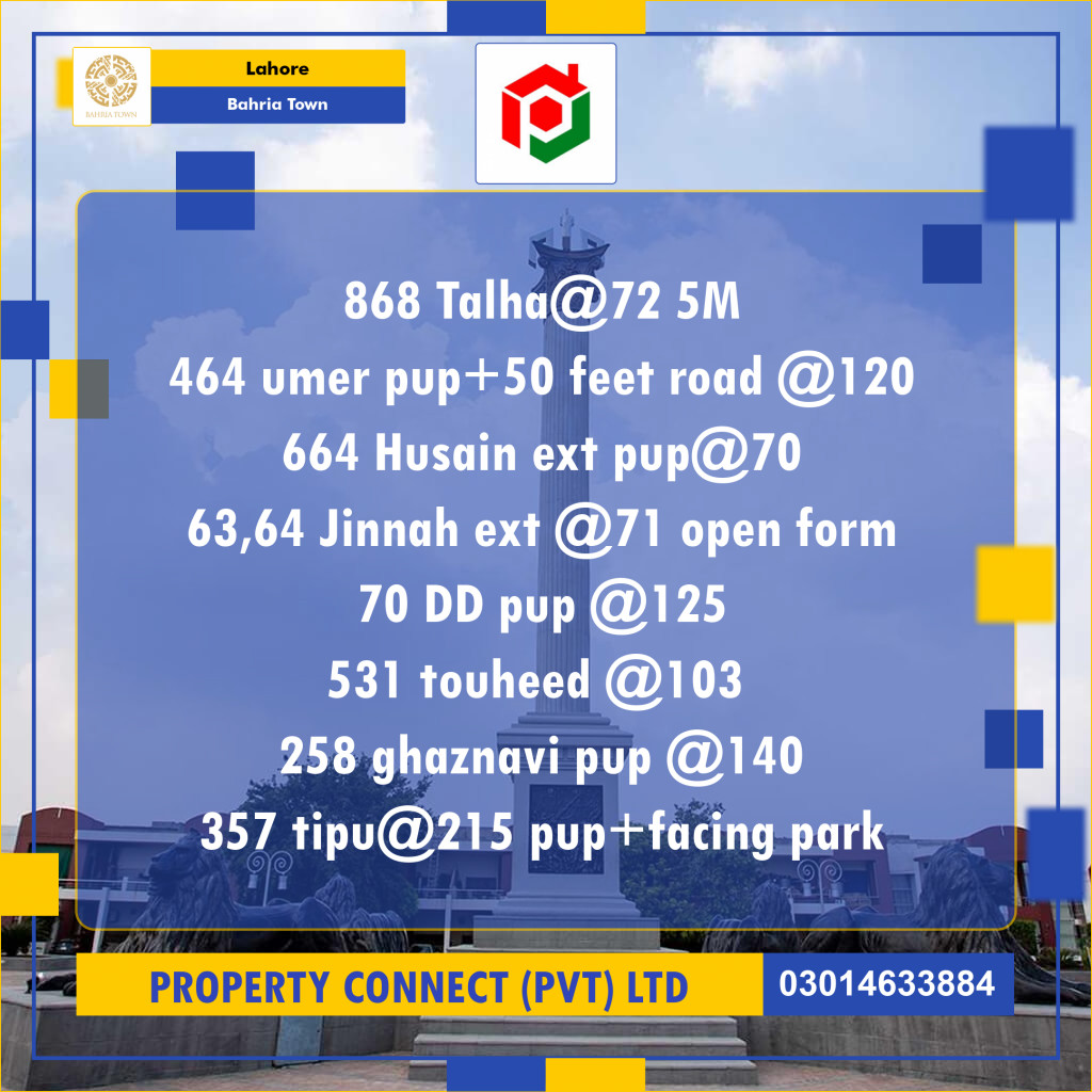 Residential Plot for Sale in Bahria Town, Lahore - (BP-97666)