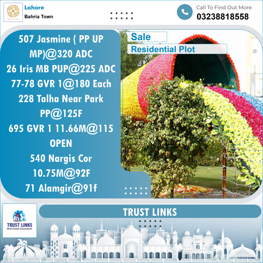 Residential Plot for Sale in Bahria Town, Lahore - (BP-97806)