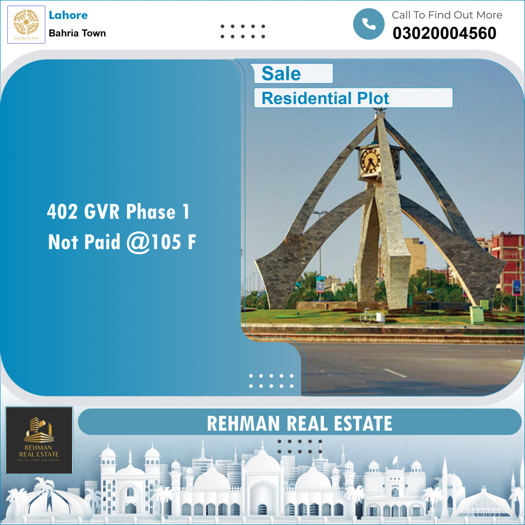 Residential Plot for Sale in Bahria Town, Lahore - (BP-97820)