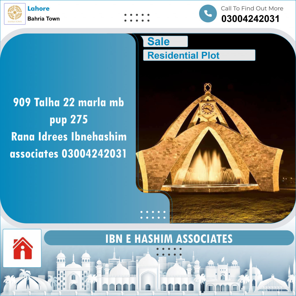 Residential Plot for Sale in Bahria Town, Lahore - (BP-97825)