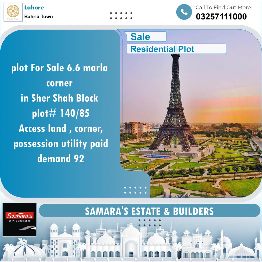 Residential Plot for Sale in Bahria Town, Lahore - (BP-97844)
