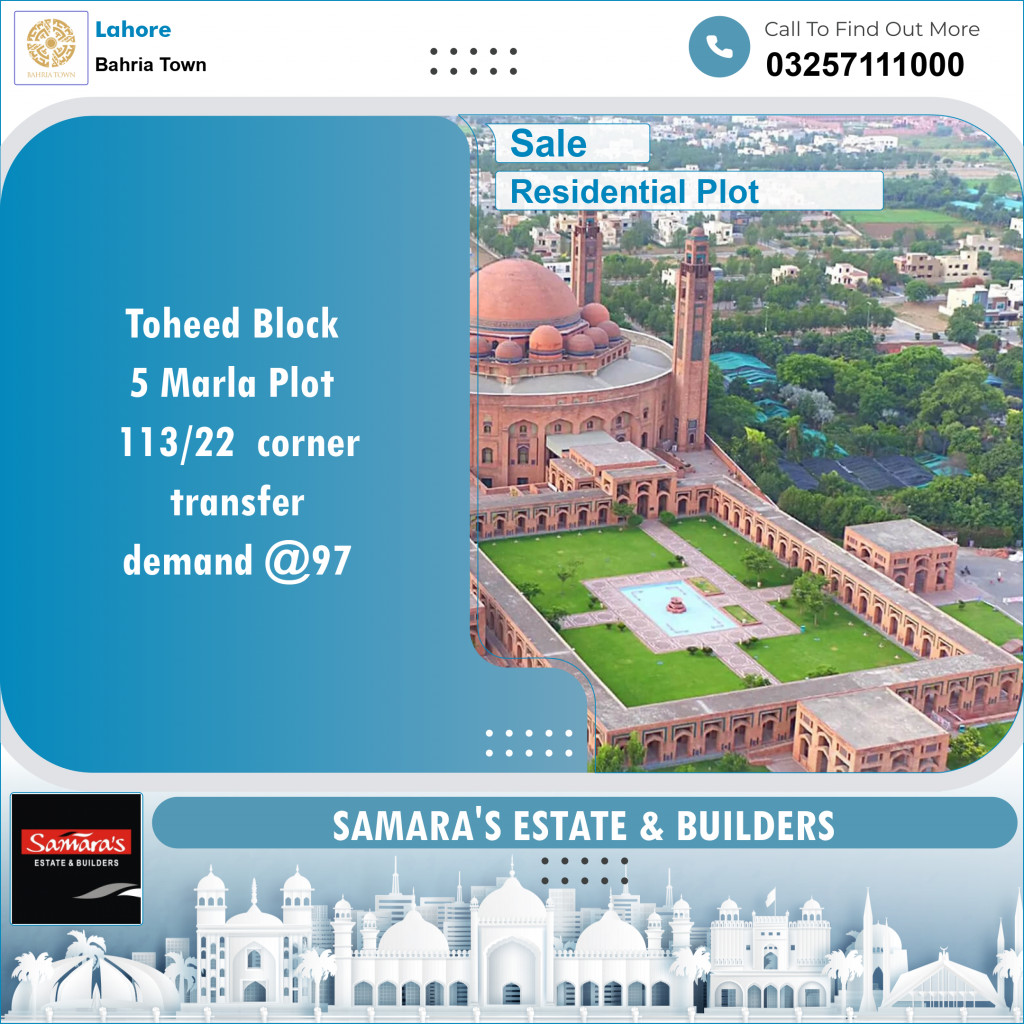 Residential Plot for Sale in Bahria Town, Lahore - (BP-97845)
