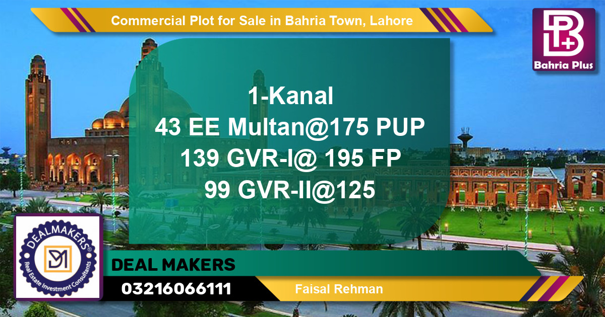 Commercial Plot for Sale in Bahria Town, Lahore - (BP-97857)