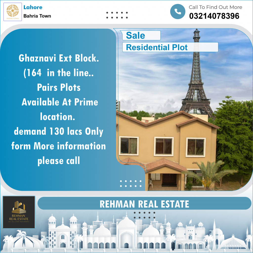 Residential Plot for Sale in Bahria Town, Lahore - (BP-97876)