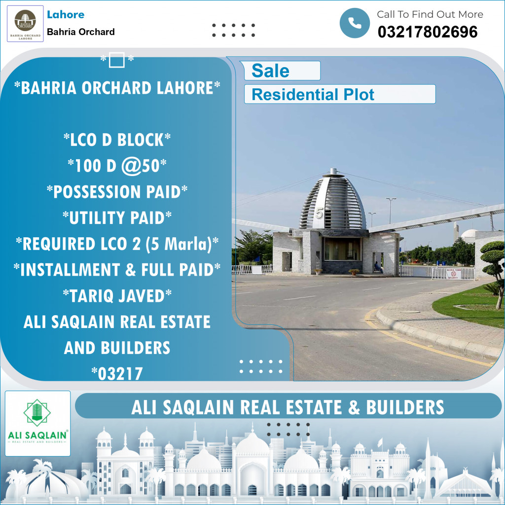 Residential Plot for Sale in Bahria Orchard, Lahore - (BP-97883)