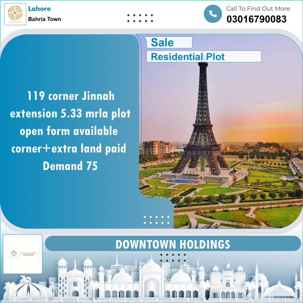 Residential Plot for Sale in Bahria Town, Lahore - (BP-97889)