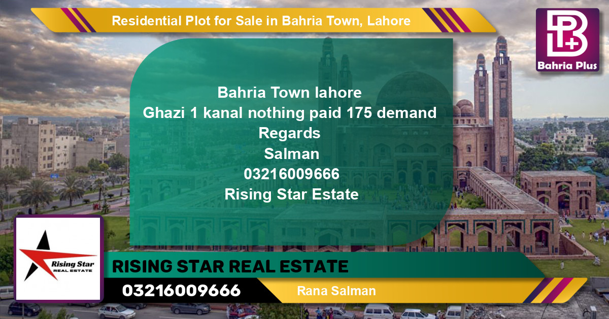 Residential Plot for Sale in Bahria Town, Lahore - (BP-97897)