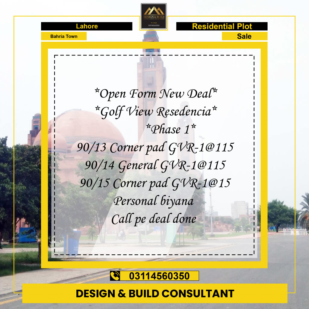 Residential Plot for Sale in Bahria Town, Lahore - (BP-97903)
