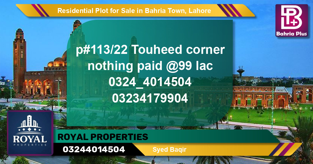 Residential Plot for Sale in Bahria Town, Lahore - (BP-97904)