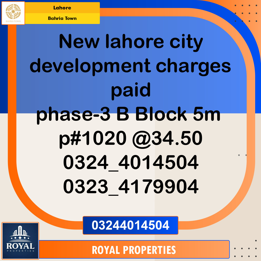 Residential Plot for Sale in Bahria Town, Lahore - (BP-97916)