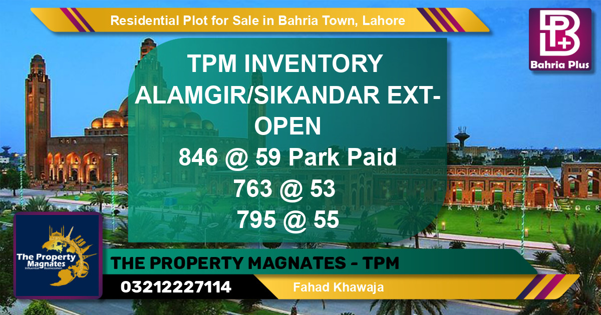 Residential Plot for Sale in Bahria Town, Lahore - (BP-97919)