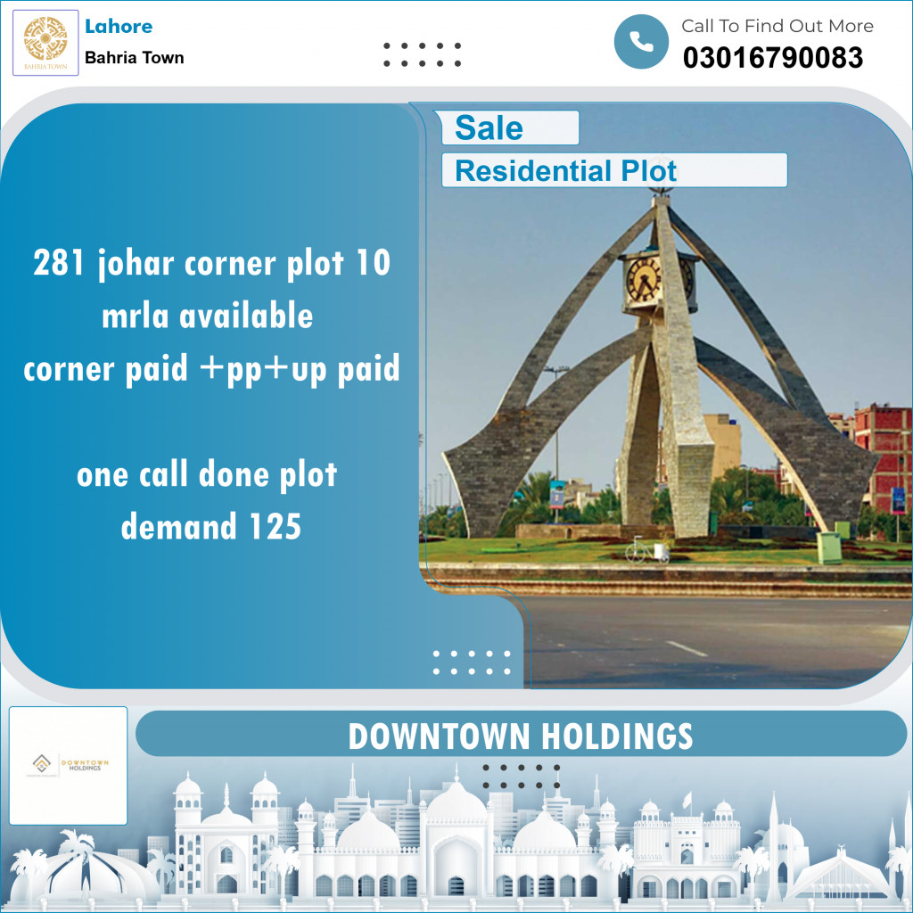 Residential Plot for Sale in Bahria Town, Lahore - (BP-97928)