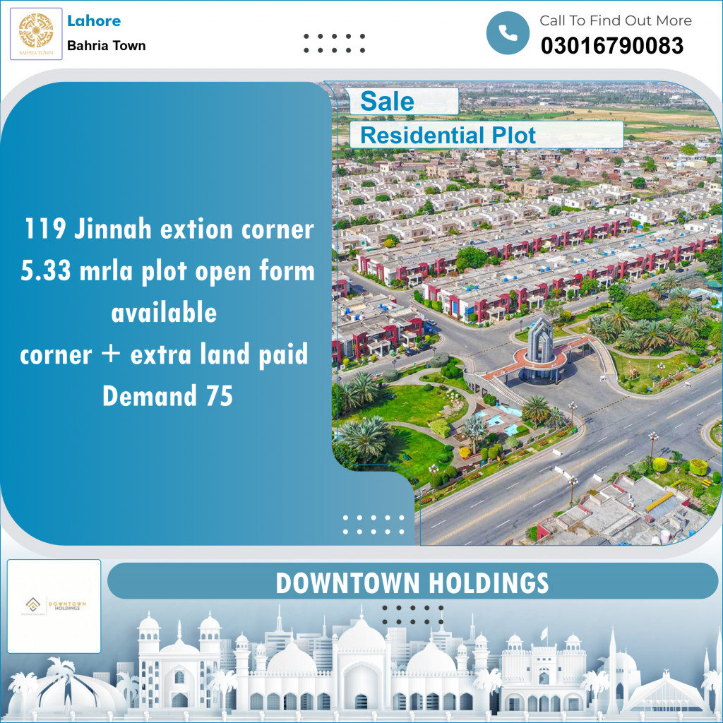 Residential Plot for Sale in Bahria Town, Lahore - (BP-97930)