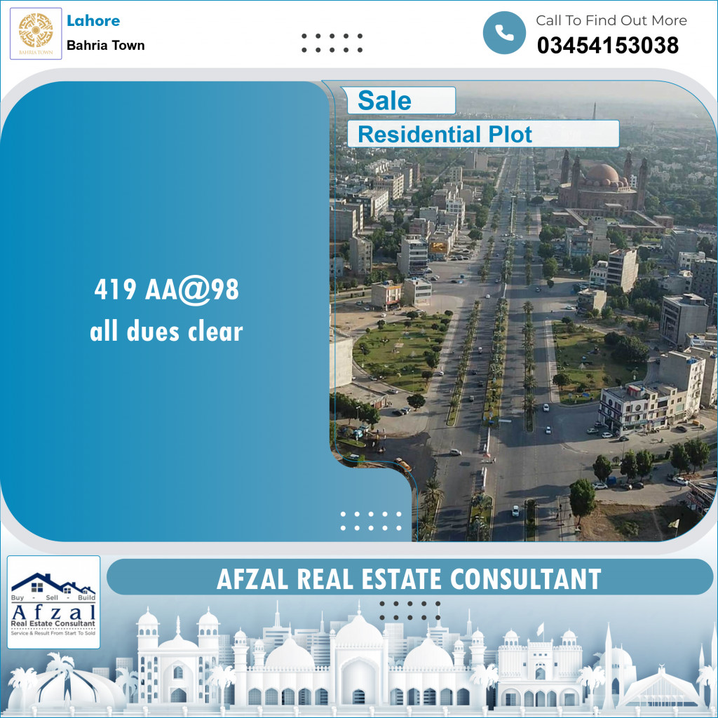 Residential Plot for Sale in Bahria Town, Lahore - (BP-97948)