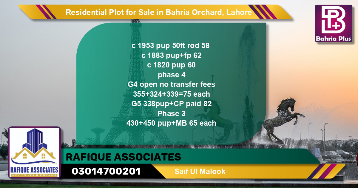 Residential Plot for Sale in Phase 2 - C Block -  Bahria Orchard, Lahore - (BP-97952)