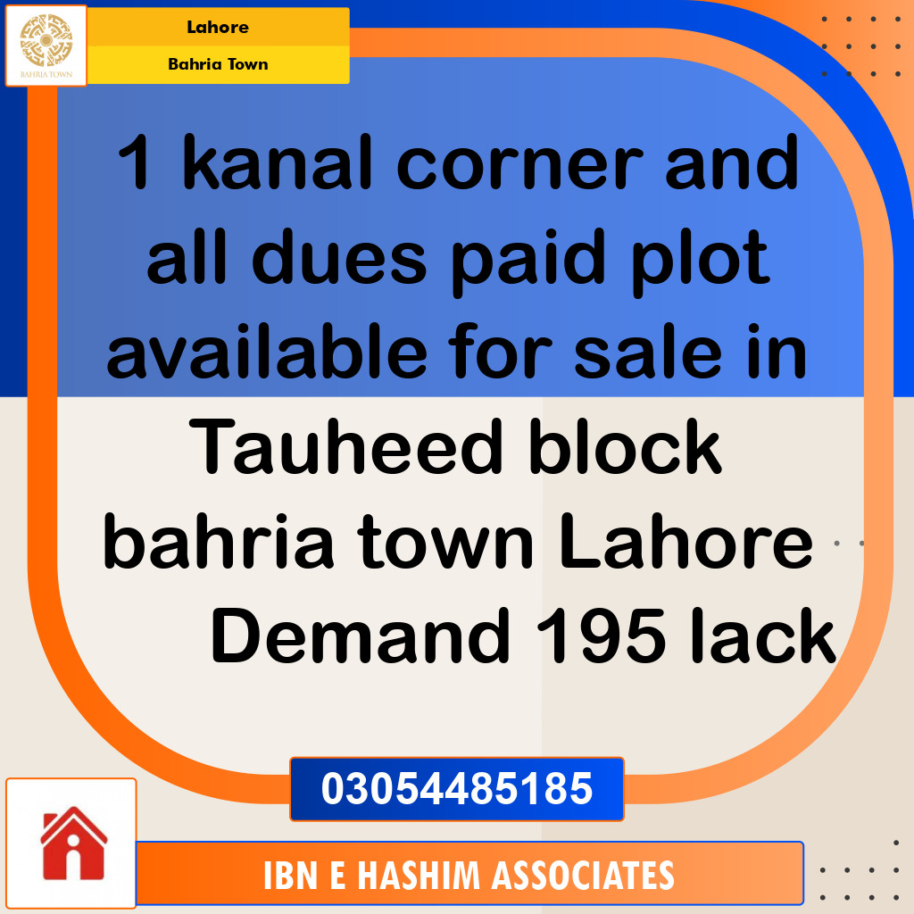 Residential Plot for Sale in Bahria Town, Lahore - (BP-99964)