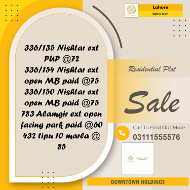Residential Plot for Sale in Bahria Town, Lahore - (BP-105900)