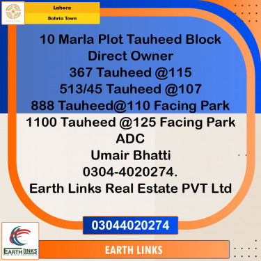Residential Plot for Sale in Bahria Town, Lahore - (BP-105901)