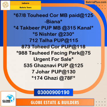 Residential Plot for Sale in Bahria Town, Lahore - (BP-114740)