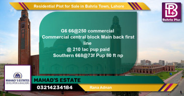 Residential Plot for Sale in Bahria Town, Lahore - (BP-116819)