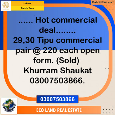 Commercial Plot for Sale in Bahria Town, Lahore - (BP-116821)