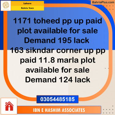 Residential Plot for Sale in Bahria Town, Lahore - (BP-118730)