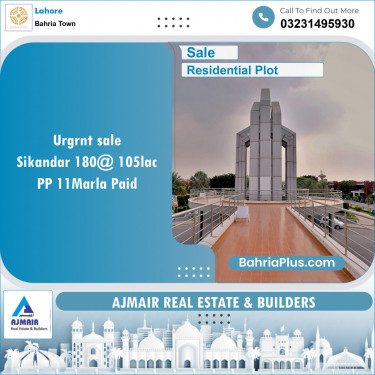 Residential Plot for Sale in Bahria Town, Lahore - (BP-118765)