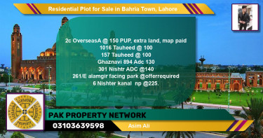 Residential Plot for Sale in Bahria Town, Lahore - (BP-118775)