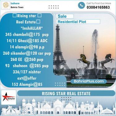 Residential Plot for Sale in Bahria Town, Lahore - (BP-118782)