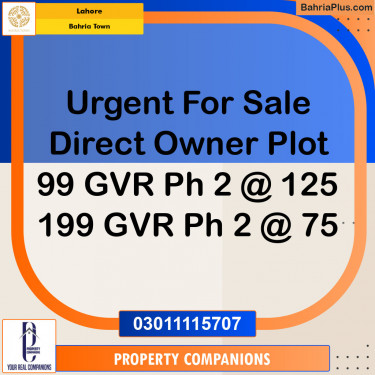 Residential Plot for Sale in Bahria Town, Lahore - (BP-118801)
