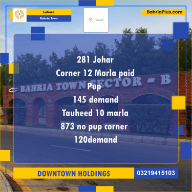Residential Plot for Sale in Bahria Town, Lahore - (BP-118855)
