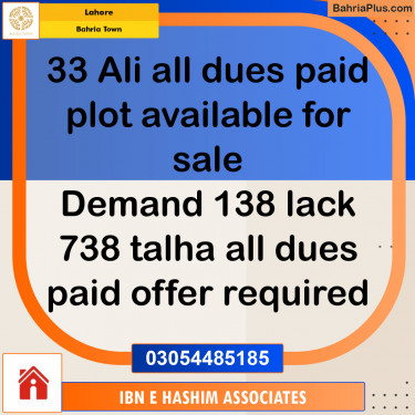 Residential Plot for Sale in Bahria Town, Lahore - (BP-119081)